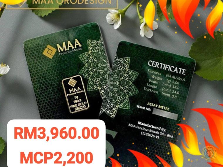 GOLD BAR MAA 999.9 5GM